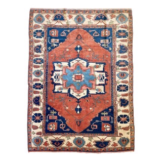 Vintage Turkish SERAPI Design Rusty Terracotta Rug 7.3 x 10 For Sale