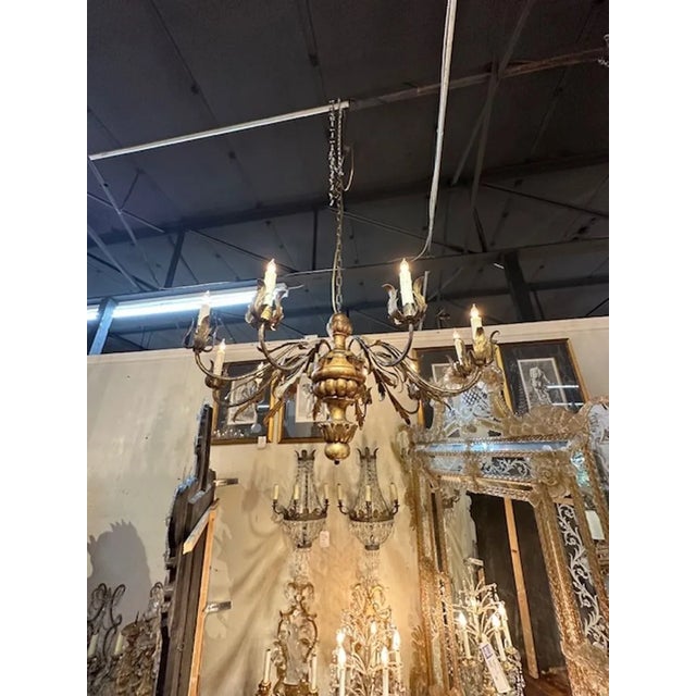 Traditional Italian Giltwood Chandelier For Sale - Image 3 of 6