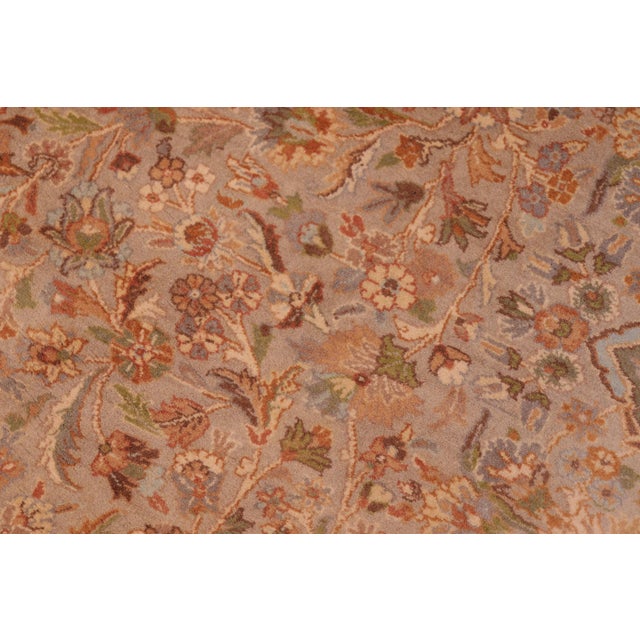 1990s Shabby Chic 1990's Floral Pak-Persian Taupe/Gold Wool Rug - 6'1'' X 9'0'' For Sale - Image 5 of 9