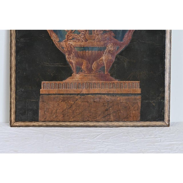 A dramatic Italian painting on canvas from circa 1820, using the negative space of a black background to make the still-...