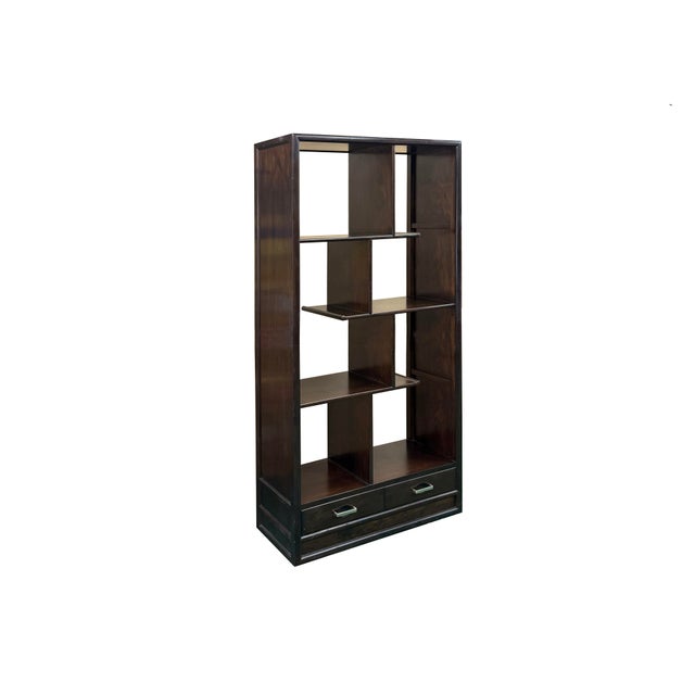 Asian Inspired Asymmetrical Dark Brown Shelving Display Cabinet Divider For Sale In San Francisco - Image 6 of 12