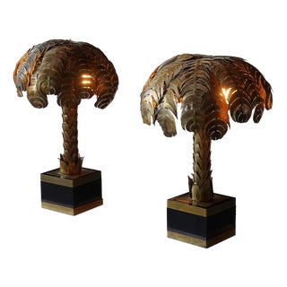 Palm Tree Table Lamps by Christian Techoueyres for Maison Jansen, France, 1970s, Set of 2 For Sale