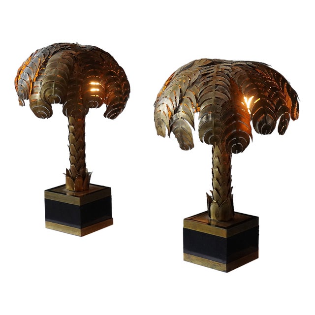 Palm Tree Table Lamps by Christian Techoueyres for Maison Jansen, France, 1970s, Set of 2 For Sale