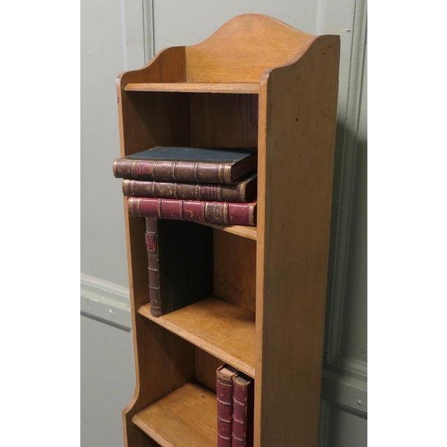 Arts and Crafts Slim Golden Oak Bookcase, 1900 For Sale - Image 4 of 7