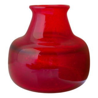 Red Glass Vase by Erik Höglund for Bodafors, 1960s For Sale