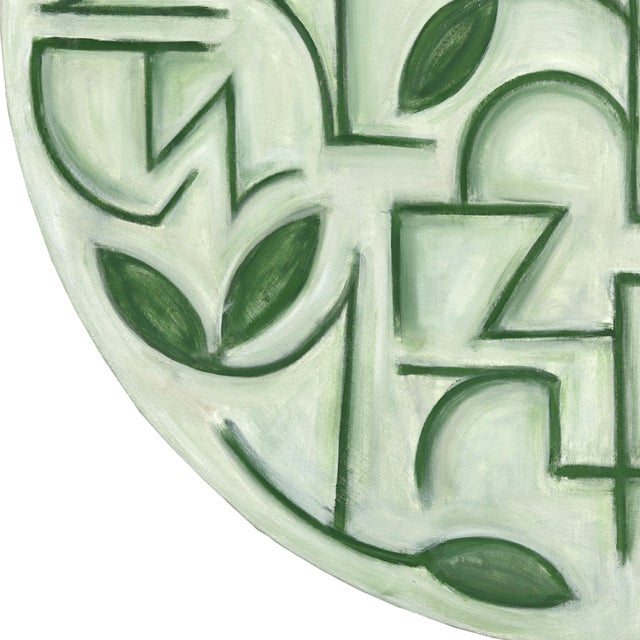 Tondo Arboretum - Circular Contemporary Abstract Sage Green Botanical Painting Original Artwork by Harrison Gilman For Sale - Image 4 of 8