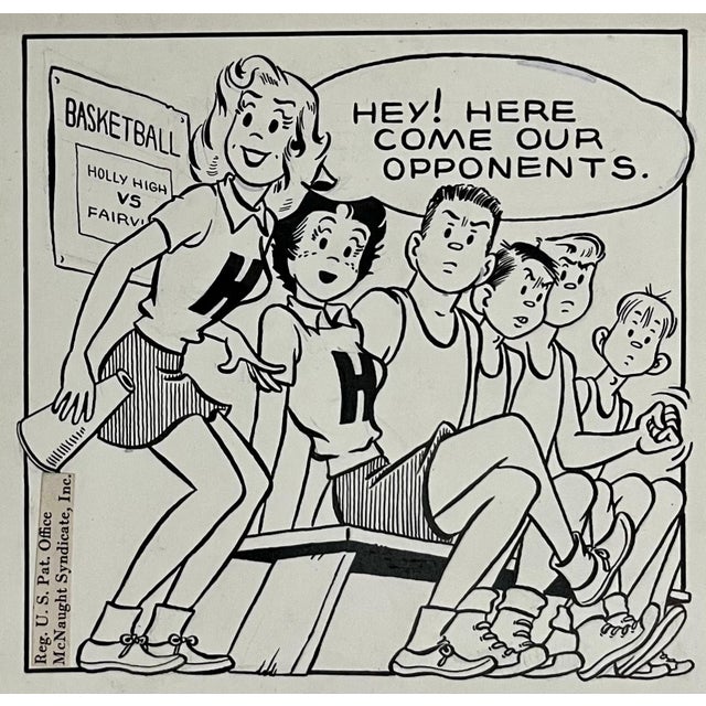 American Jerry Walter & Linda Walter, Vintage Golden Age Syndicated Ink Drawing Cartoon Strip Susie Q Smith Comic Art, c. 1954 For Sale - Image 3 of 5