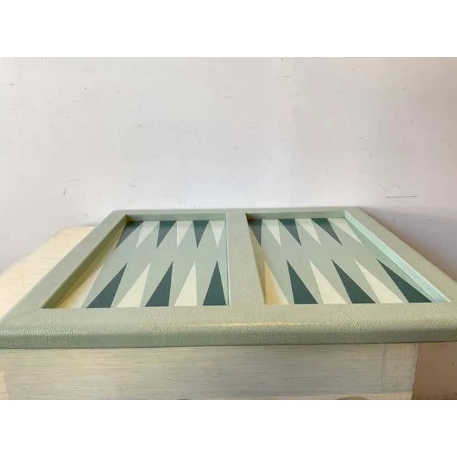 Isabel Mitchell Green Leather Backgammon Board For Sale - Image 4 of 9