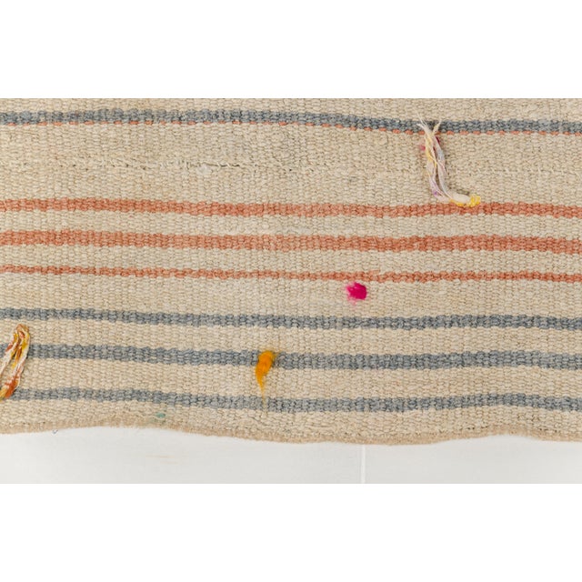 Off-white Turkish Neautral Vintage Wool Kilim Runner For Sale - Image 8 of 9