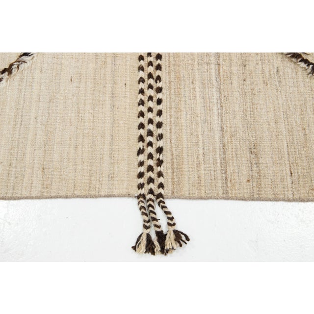 10 X 15 Modern Handmade Moroccan Style Wool Rug in Beige With Tribal Design For Sale - Image 9 of 9