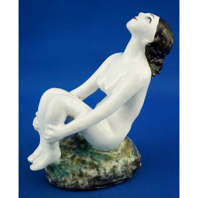 20th Century Art Deco Ceramic Sculpture of a Nude Woman by Aldo Bacchilega, Italy, 1890s For Sale - Image 9 of 18