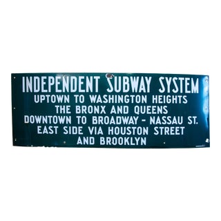 1930s Porcelain Enamel New York City Subway Sign For Sale