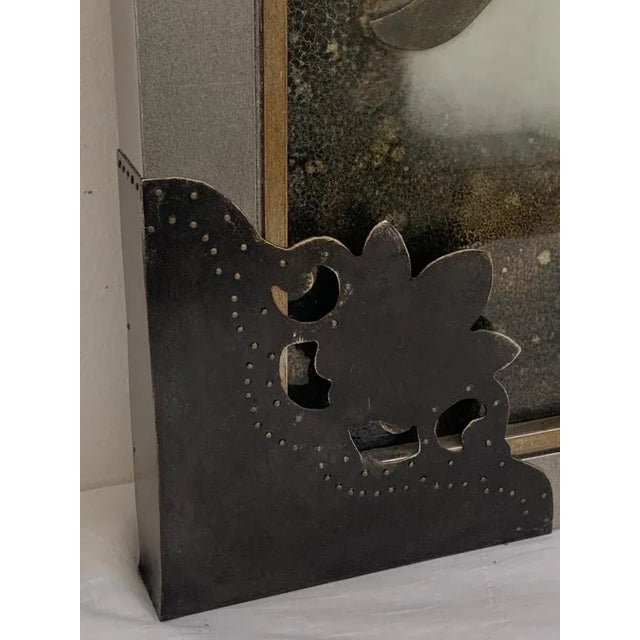 Black Wall Art with Acid-Carved and Gilded Iconography on Mirror For Sale - Image 8 of 10