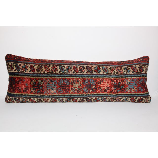 Authentic Ethnic Lumbar Throw Cushion – Handmade Wool Rug on Cotton Pillow Cover -16'' X 46'' For Sale - Image 11 of 11