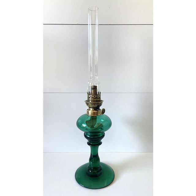 Antique & elegant kerosene/oil lamp german made - late 1800s - early 1900s brand & manufacturer - "kosmos brenner" thick...