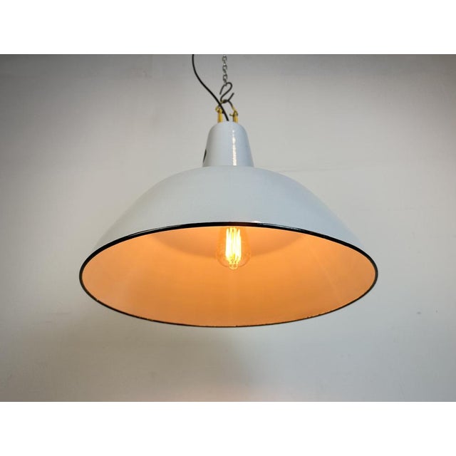 Industrial Grey Enamel Factory Pendant Lamp from Philips, 1960s For Sale - Image 15 of 16