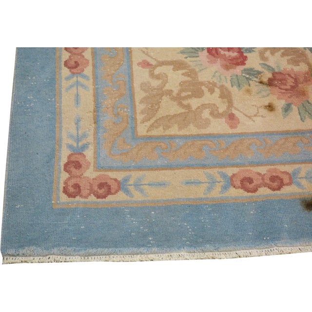 Vintage Chinese Art Deco Hand Knotted Wool Rug,10'9'' X 14'5'' For Sale - Image 4 of 5