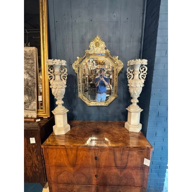 Glass Vintage Venetian Etched Glass Mirror For Sale - Image 7 of 8