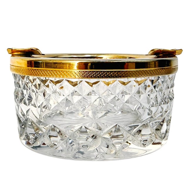 Baccarat Vintage French Baccar Diamond-Cut Crystal Ashtray With Gilded Rim For Sale - Image 4 of 7