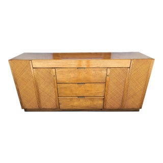 Vintage Founders MCM Dresser With Glass Top & Mirror For Sale