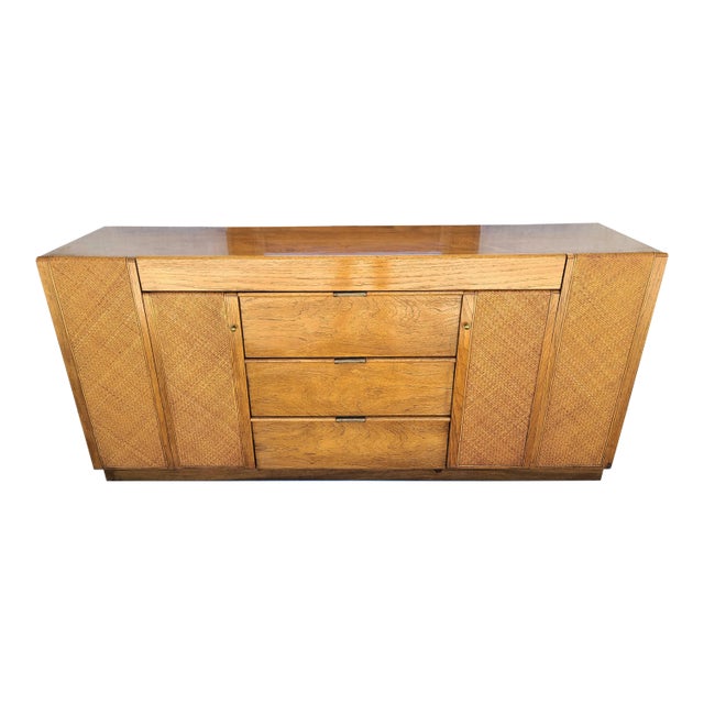 Vintage Founders MCM Dresser With Glass Top & Mirror For Sale