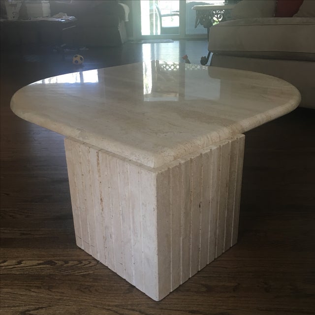 Solid Beige Marble Coffee Table | Chairish