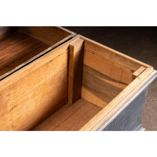 19th Century Painted Pine Blanket Chest in Blue For Sale - Image 9 of 11