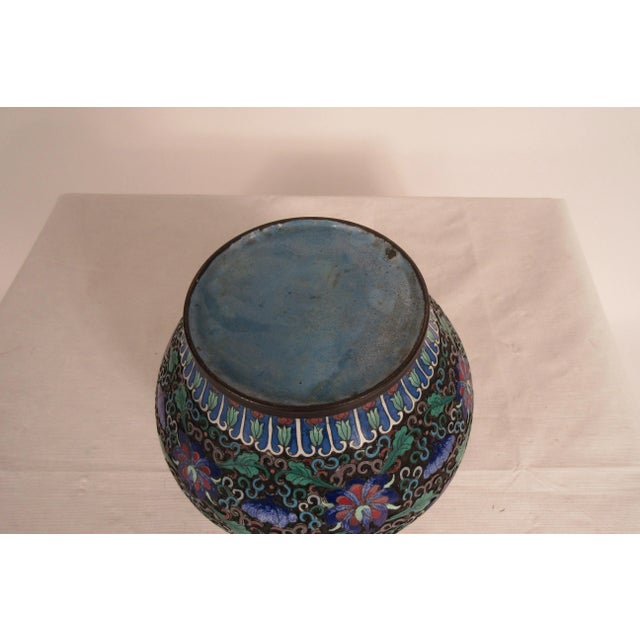 Blue 1910 Cloisonné Vase For Sale - Image 8 of 9