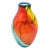 Murano Italian Signed Fratelli Glass Vase 80's Orange Red, Turquoise, Blue, Yellow, Charcoal Black Vase, Vessel 80's For Sale