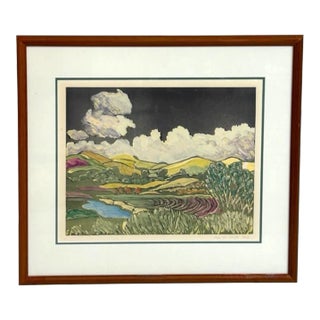 Vintage Ann Hogle Original Watercolor Landscape Painting For Sale