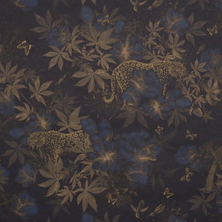 SAMPLE - Schumacher X Katie Lydon Nocturnum Wallpaper In Indigo & Ochre For Sale