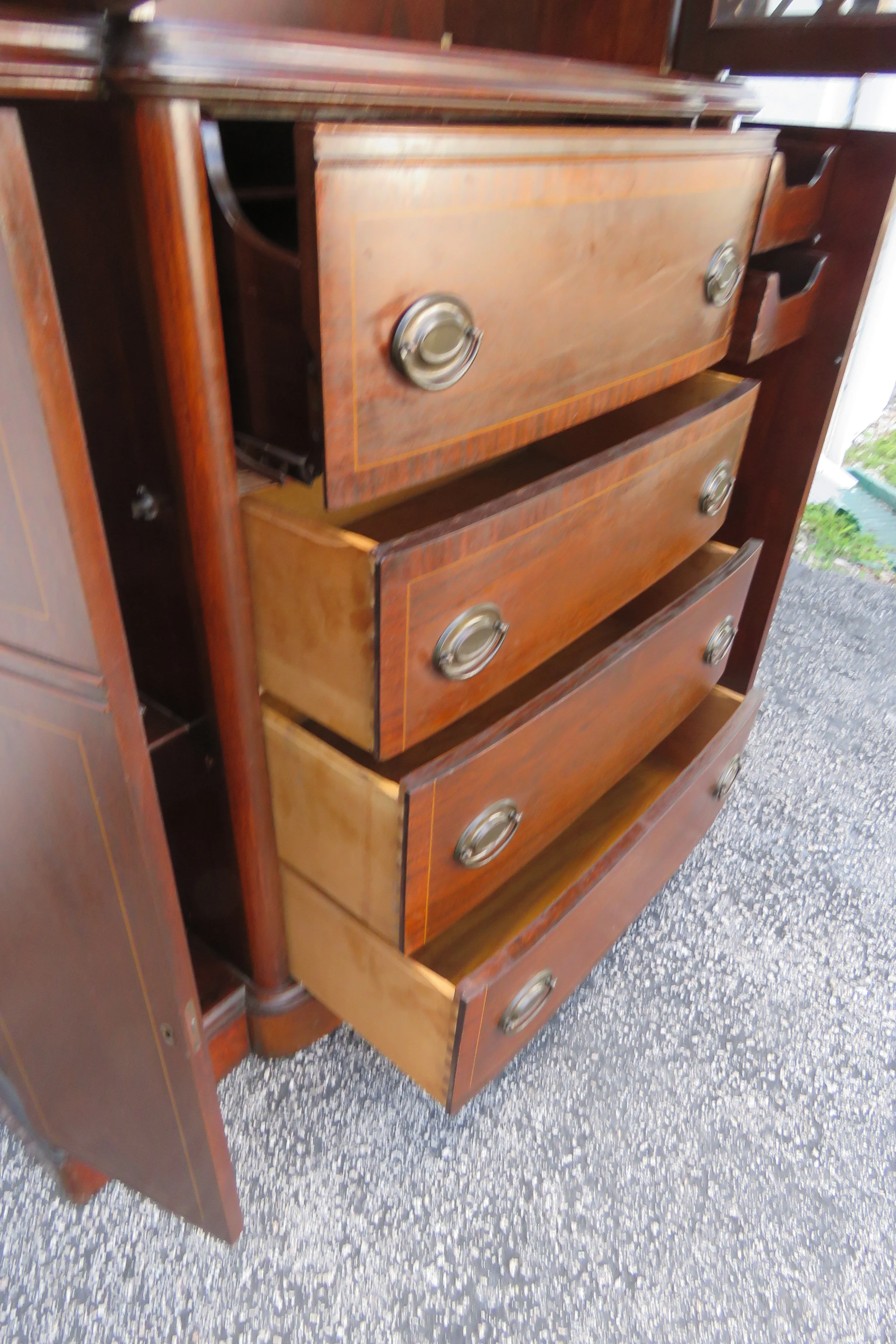 Maddox Mahogany Breakfront China Display Cabinet Cupboard | Chairish