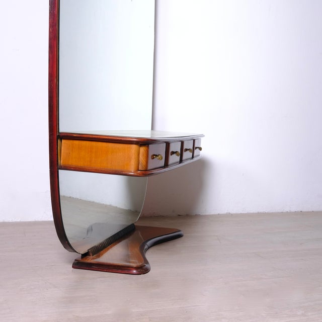 Italian Design Briarwood Dressing Table with Mirror and Drawers, 1950s For Sale - Image 6 of 18
