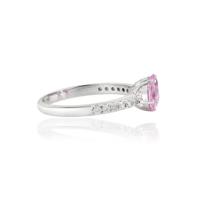 Metal Toi Et Moi Pink Sapphire & Pave Diamond Open Bypass Ring 1.3ct in 14k Gold Size 6 For Sale - Image 7 of 16