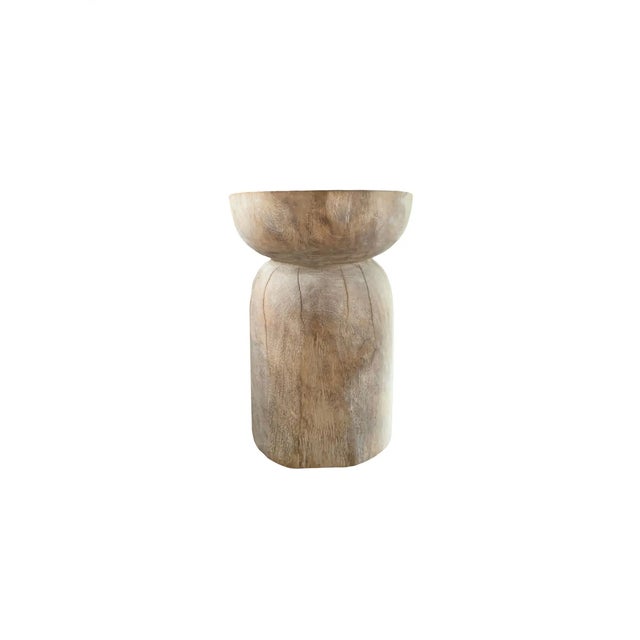 Sculptural Round Side Table Mango Wood, Modern Organic For Sale - Image 4 of 4