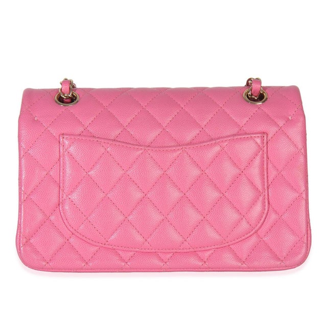 2020s 22P Pink Quilted Caviar Small Classic Double Flap Bag For Sale - Image 5 of 10