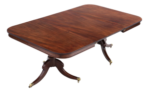 Large Antique Extendable Twin Pedestal Dining Table in Mahogany, 1800s