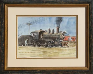 Reginald Marsh Locomotive, Train Watercolor by Reginald Marsh 1932