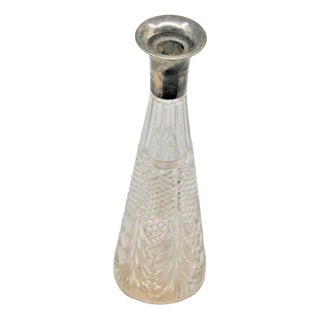 Cut Glass Bottle with Silver Neck For Sale