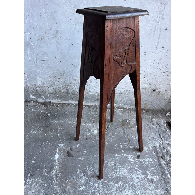 Art Nouveau Carved Wooden Plant Stand, 1910 For Sale - Image 11 of 11