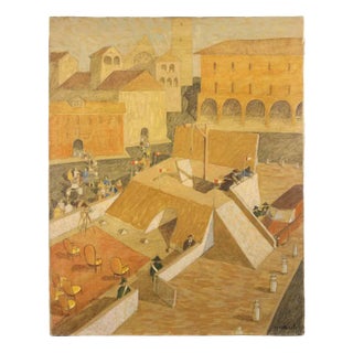 Alberto Gallerati, The Train, Oil Painting, 1970s For Sale