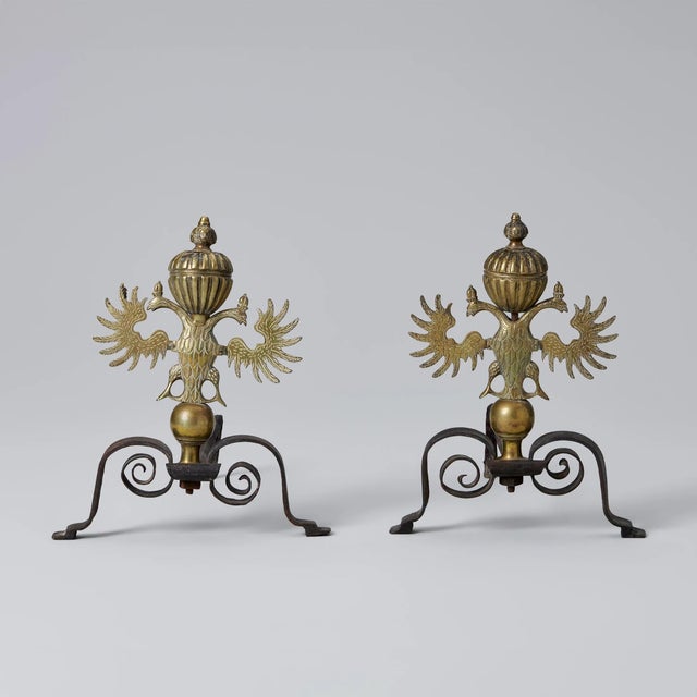 Fire Dogs in Wrought Iron, Set of 2 For Sale - Image 5 of 5