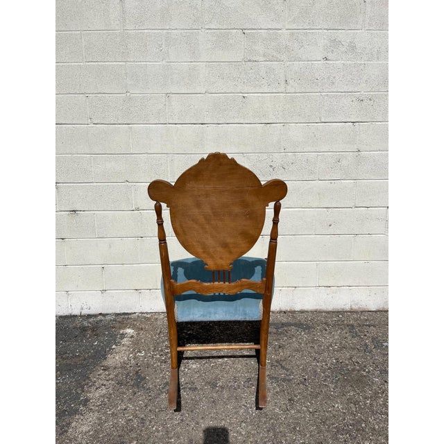 French Early 20th Century Antique Wood Spindle Rocking Chair For Sale - Image 3 of 9