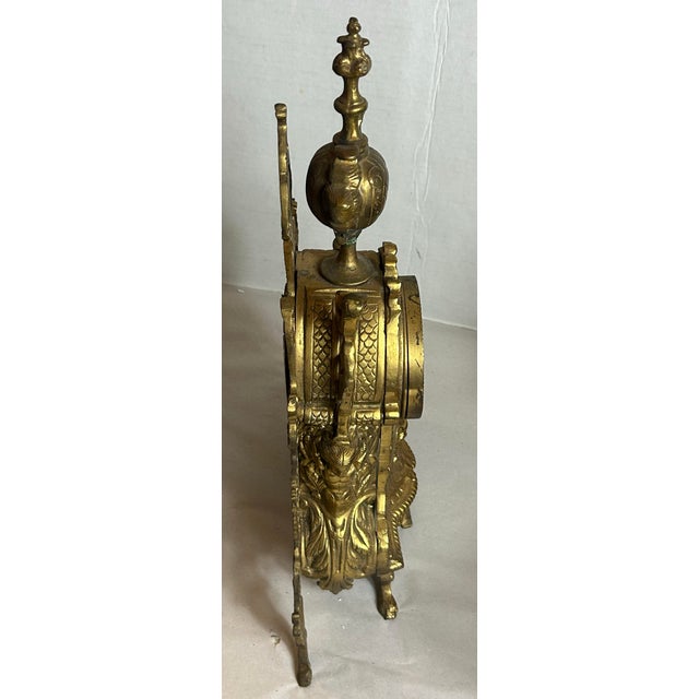 Antique French Style Rococo Mantel Clock Case Gilt Brass For Sale - Image 11 of 12
