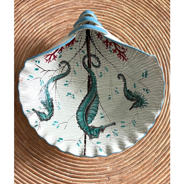 Italian Hand Painted Pottery With Seahorse For Sale In Miami - Image 6 of 9