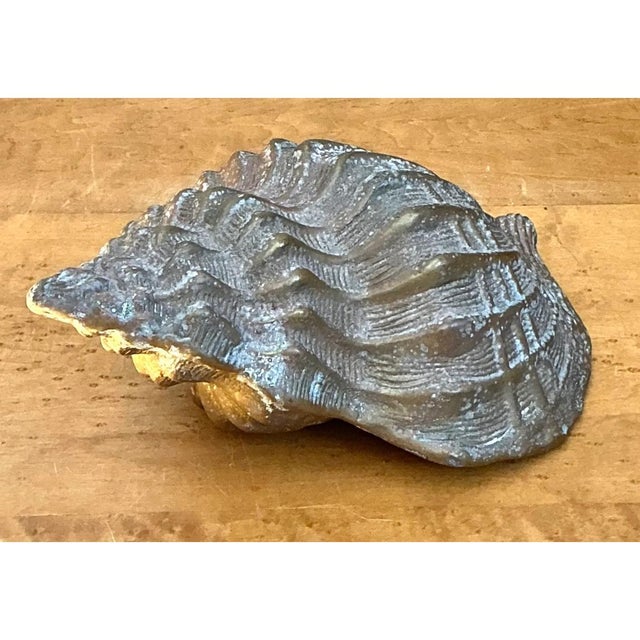 Late 20th Century Vintage Patinated Brass Conch Shell For Sale - Image 5 of 12