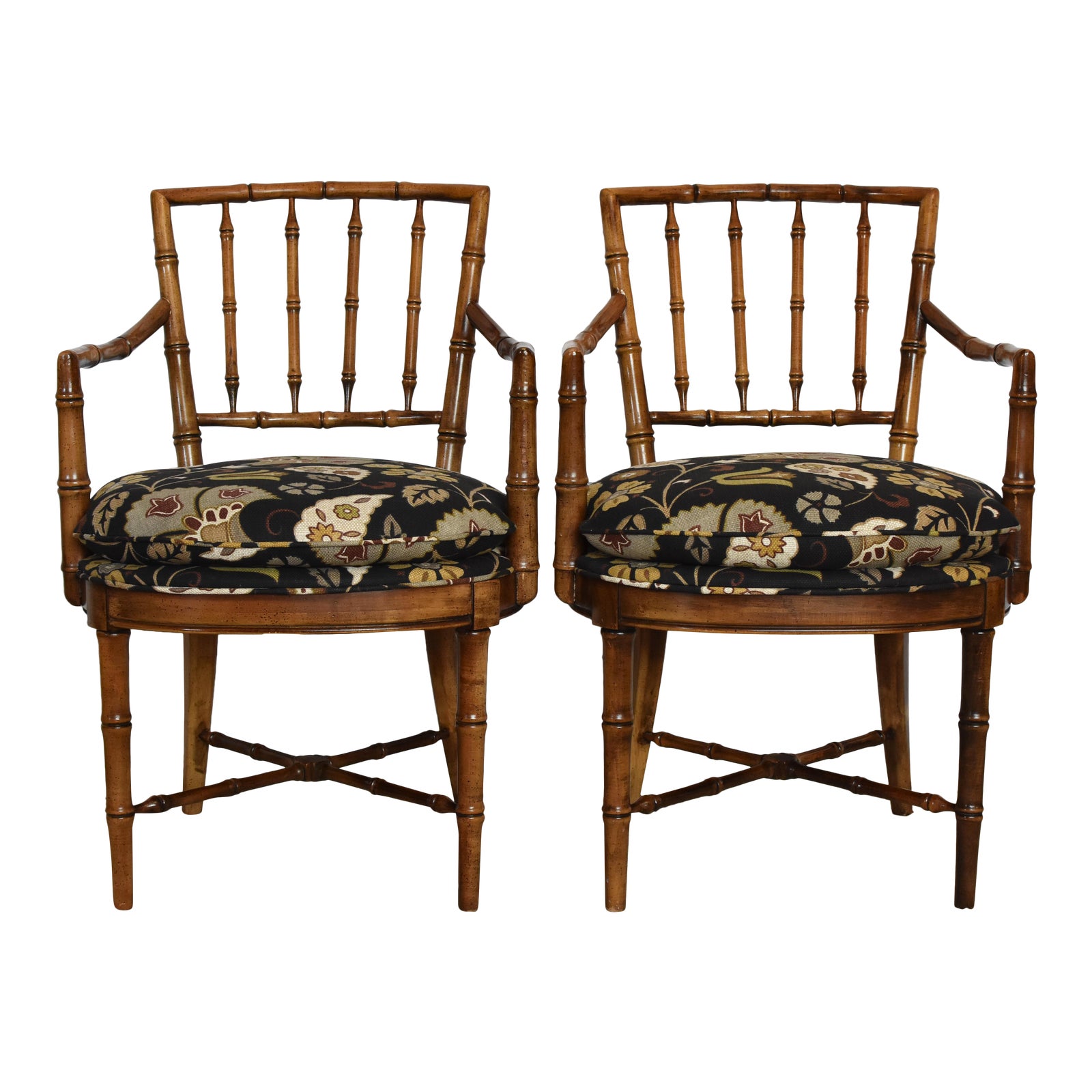 Drexel Heritage Faux Bamboo Chairs A Pair Chairish