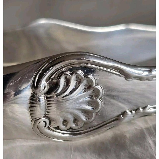 Metal Antique Victorian Sterling Silver Shell and Floral Sugar Tongs by John Wilkie, 1849 For Sale - Image 7 of 12