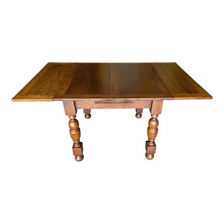 1930s Solid Oak Draw Leaf Table For Sale