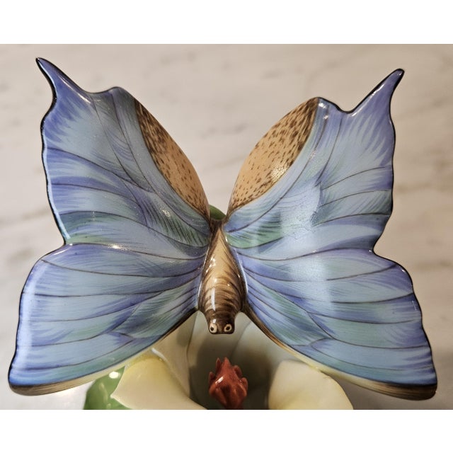 1980s 2 Beautiful Herend Butterfly and Flower Figurines For Sale - Image 14 of 17
